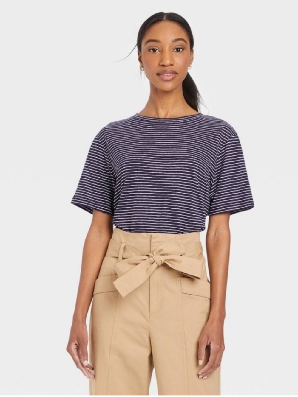 A New Day Linen Striped Boxy Tee